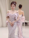 Princess Mermaid Sequin Lilac Prom Dress Long Prom Dresses HZ1022