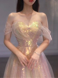 Sexy A line Off The Shoulder Prom Dresses With Sleeves Long Prom Gown HZ1022