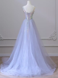 Sparkly Mermaid Sleeveless Sequin Light Sky Blue Long Prom Dress HZ1022