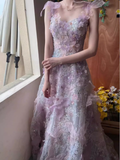 Luxury A line Off The Shoulder Floral Prom Dress Long Prom Dresses HZ1022