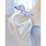 Princess A line Light Blue Satin Prom Dress Long Prom Dresses HZ1022