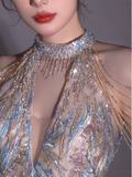 Sparkly A line Bling Sequin Long Prom Dress HZ1022