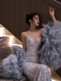 Luxury Mermaid Sweetheart Sequin Long Prom Dresses HZ1022