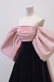 Simple A line Off The Shoulder Velvet Satin Long Prom Dresses HZ1022