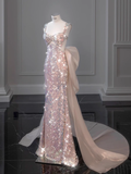 Luxury Mermaid Straps Sequin Long Prom Dress HZ1022