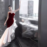 Mermaid Sweetheart Burgundy Sequin Prom Dress Long Prom Dresses HZ1022