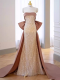 Classic Mermaid Strapless Sequin Prom Dresses Long Prom Dress HZ1022