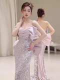 Princess Mermaid Sequin Lilac Prom Dress Long Prom Dresses HZ1022