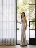 Sexy Mermaid Long Silver Sequin Long Prom Dress HZ1022