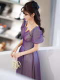Sexy A line Grape Sequin Prom Dress Long Prom Dresses HZ1022