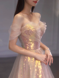 Sexy A line Off The Shoulder Prom Dresses With Sleeves Long Prom Gown HZ1022