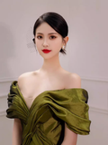 Sexy Mermaid Off The Shoulder Green Prom Dresses Satin Long Prom Gown HZ1022