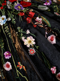 Ball Gown Black Tulle Long Prom Dress with Lace Flowers HZ1022