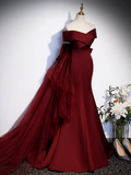 Mermaid Off Shoulder Evening Dress with Bow Prom Dress HZ1022