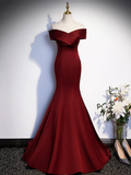 Mermaid Off Shoulder Evening Dress with Bow Prom Dress HZ1022