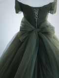 Beautiful Ball Gown Sweet 16 Dress Green Tulle Long Party Dress HZ1022