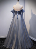 Blue Sweetheart Tulle with Lace Party Dress Prom Dress HZ1022