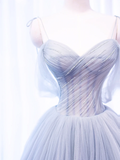 Spaghetti Strap Tulle Long Prom Dress HZ1022