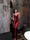 Simple Mermaid Straps Burgundy Prom Dress 21th Birthday Outfits HZ1022