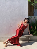 Simple Mermaid Straps Burgundy Prom Dress 21th Birthday Outfits HZ1022