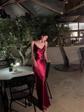 Simple Mermaid Straps Burgundy Prom Dress 21th Birthday Outfits HZ1022