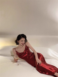 Simple Mermaid Straps Burgundy Prom Dress 21th Birthday Outfits HZ1022