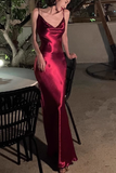 Simple Mermaid Straps Burgundy Prom Dress 21th Birthday Outfits HZ1022
