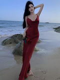 Sexy Mermaid Straps Backless Burgundy Prom Dress 21th Birthday Outfits HZ1022