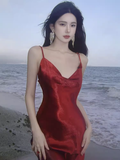 Sexy Mermaid Straps Backless Burgundy Prom Dress 21th Birthday Outfits HZ1022