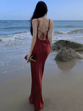Sexy Mermaid Straps Backless Burgundy Prom Dress 21th Birthday Outfits HZ1022