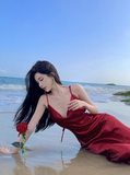 Sexy Mermaid Straps Backless Burgundy Prom Dress 21th Birthday Outfits HZ1022