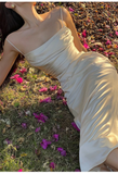 Sexy Mermaid Straps Ivory Satin Prom Dress 21th Birthday Outfits HZ1022