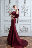 Mermaid Off The Shoulder Burgundy Party Dresses Long Prom Dresses HZ1022