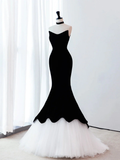 Mermaid Velvet Black Long Prom Dress Long Formal Dress HZ1022