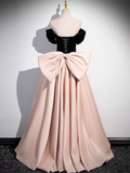 A-Line Off Shoulder Satin Pink Long Prom Dress HZ1022