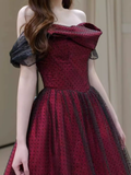 A line Strapless Black Party Dress Long Burgundy Prom Dress HZ1022