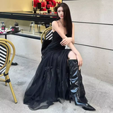 A line Straps Black Birthday Dress Tulle 21th Birthday Outfits HZ1022