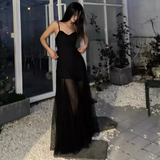 A line Straps Black Birthday Dress Tulle 21th Birthday Outfits HZ1022