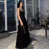 A line Straps Black Birthday Dress Tulle 21th Birthday Outfits HZ1022