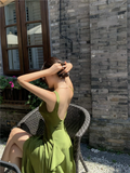 Women's Suspender Dress Satin Long Prom Dresses Formal Dress HZ1022