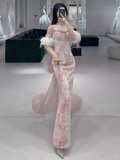 Sexy Mermaid Pink Sequin Prom Dresses HZ1022