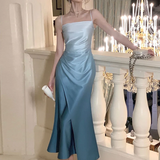 Elegant Sheath Straps Blue Prom Dresses Formal Dress HZ1022