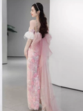 Sexy Mermaid Pink Sequin Prom Dresses HZ1022
