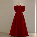 Sexy A line Strapless Red Long Prom Dress HZ1022
