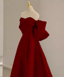 Sexy A line Strapless Red Long Prom Dress HZ1022