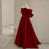 Sexy A line Strapless Red Long Prom Dress HZ1022