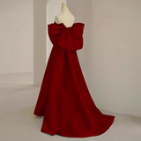 Sexy A line Strapless Red Long Prom Dress HZ1022