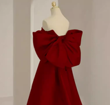 Sexy A line Strapless Red Long Prom Dress HZ1022