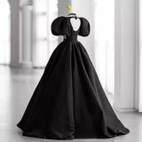 Princess Ball Gown Black Lace Long Prom Dress HZ1022
