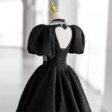 Princess Ball Gown Black Lace Long Prom Dress HZ1022